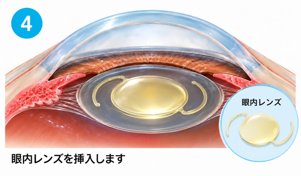 手術の手順：眼内レンズを入れる