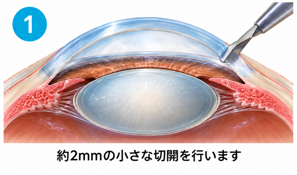 手術の手順：小さく切開する