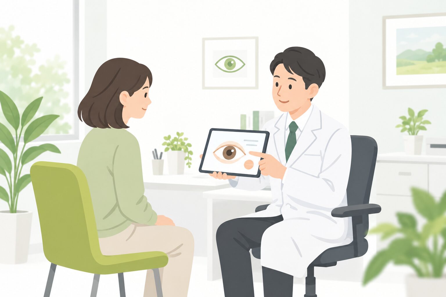 眼科で見え方について相談するイメージ