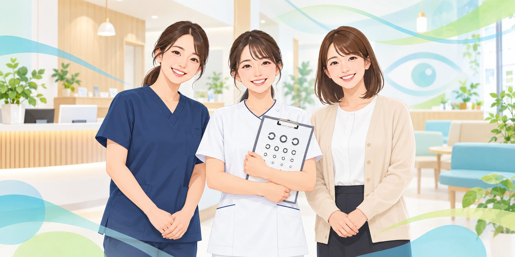 きしもと眼科で募集している看護師・視能訓練士・医療事務スタッフのイメージ