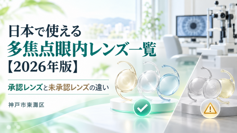 日本で使える多焦点眼内レンズ一覧【2026年版】承認レンズと未承認レンズの違い【神戸市東灘区】